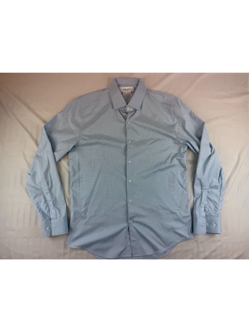 NWOT Ministry of Supply Shirt Mens L Slim Blue Check Dress Long Sleeve